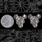 Antiqued Silver Plated Brass Full Flowering Rose Three Ring Connectors - Set of Two - S-3C03